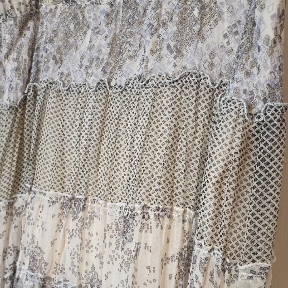 Notations Floral Patchwork Skirt Petite XL Ivory Brown Boho